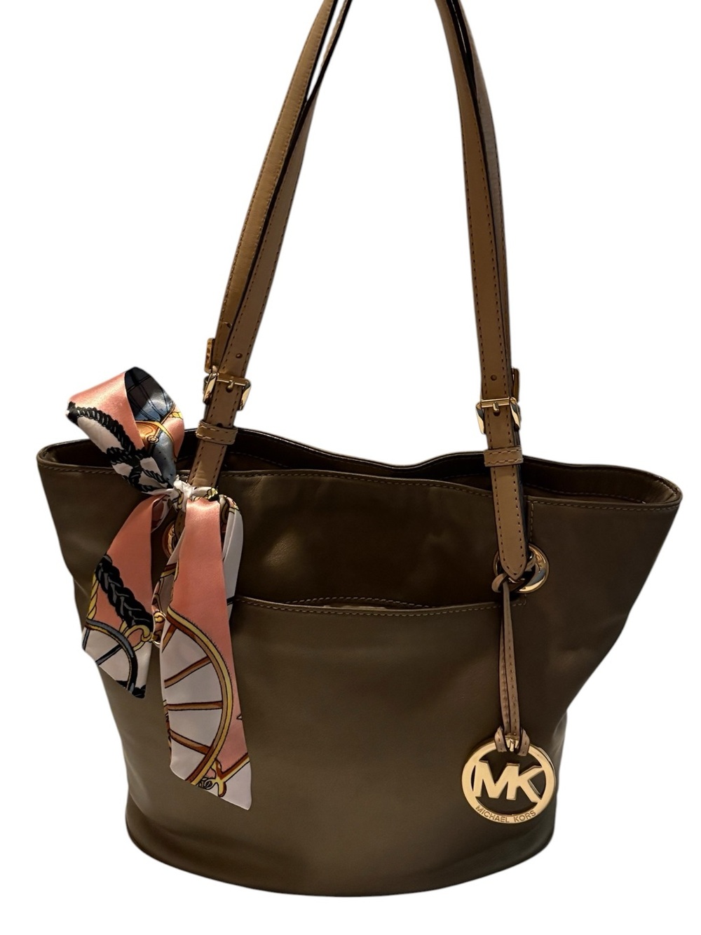 Michael Kors Gilly Large Olive Travel Tote Bag with Scarf